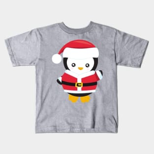 Christmas Penguin, Penguin With Santa Hat, Belt Kids T-Shirt